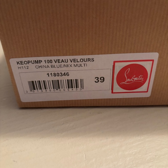 CHRISTIAN LOUBOUTIN 100 VEAU VELOURS CHINA BLUE/MIX MULTI - Picture 6 of 7